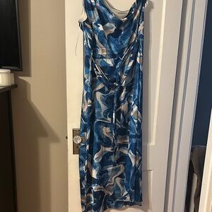 Nicole Miller Blue and White Backless Dress
